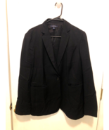 Lands End Womens SZ 14 Black Wool Blazer One Button Lined w/ Pockets Career - €17,18 EUR