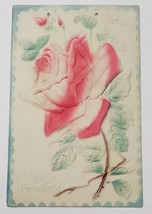 Birthday Greeting Heavy Embossed Airbrushed Rose 1908 Liberty Pa Postcard D7 - £5.60 GBP