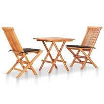  Bistro Set Set of 3 Taupe Fine sanded teak hardwood, 100% polyester - $6,996.11 MXN