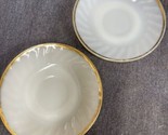 Lot Of 2 Anchor Hocking Fire King White Gold Trim Swirl Milk Glass Saucers - $5.94