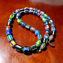 Venetian Inspired Glass Beads collection Multicolor Chevron Beads Neckla... - $48.50