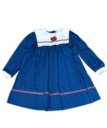 Peaches N Cream Girls Blue Christmas Dress 4T With Red Plaid Trim &amp; Whit... - $357.18 MXN