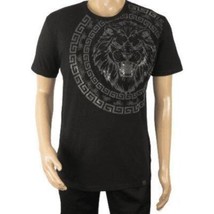 Mens PLATINI Sports Shirt With Rhine Stones Lion Medallion Chain SS3612 Black image 3