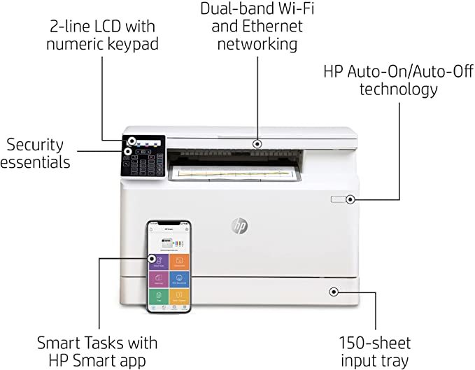 HP Color Laserjet M182NW  All In One  FAx Copy Print Scan  7KW55A