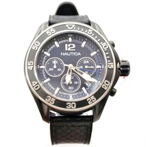 NEW Nautica NMD NAD25506G Blue Dial Chronograph Black Band Men Watch  - £122.20 GBP