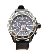 NEW Nautica NMD NAD25506G Blue Dial Chronograph Black Band Men Watch  - £122.64 GBP