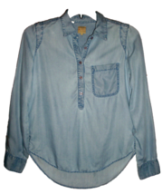 Guess Denim Blue Jean Blouse Top, Buttoned, Long Sleeve - Sz Small -THIN Light - £7.74 GBP