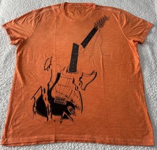 John Varvatos Star USA Men&#39;s Stone Wash Orange Broken Guitar Graphic T-S... - $37.98