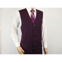 Men BERRAGAMO 3pc Suit Vested Plain front Pants Side Vents Formal A6732 Burgundy image 9