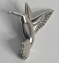 Vintage Hummingbird Silver Tone Bird Animal Figural Brooch Pin Jewelry - £7.72 GBP