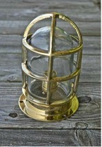 NAUTICAL BRASS VINTAGE STYLE INDUSTRIAL BULKHEAD CEILING LIGHT FIXTURE L... - £635.55 GBP