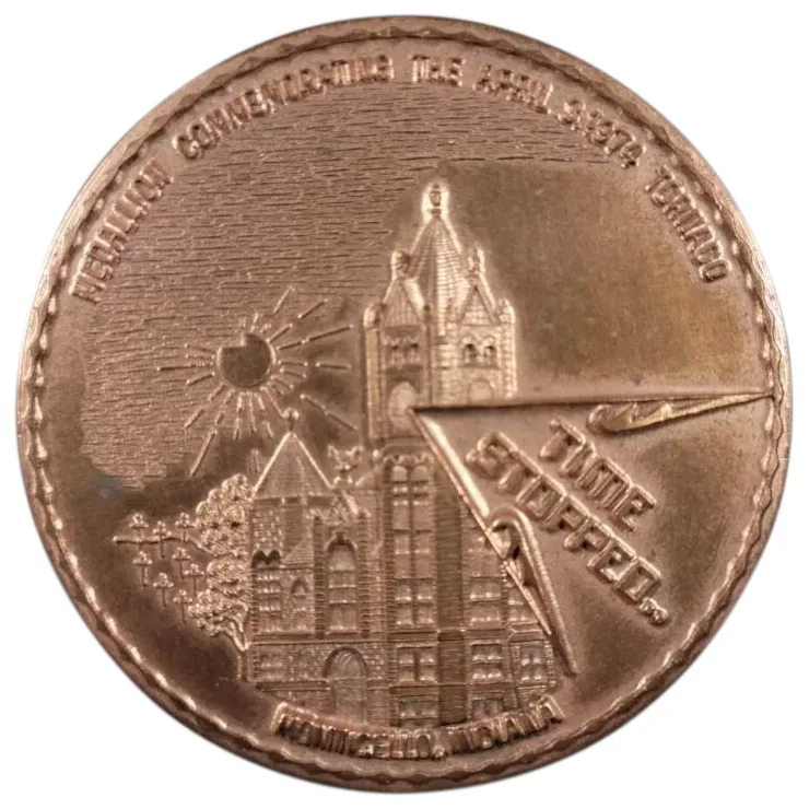 Copper Commemorative 1974 Monticello Indiana Tornado - White County   3” - £61.01 GBP