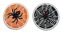 Black Widow Spider Web Halloween Embroidered Applique Iron On Patch 2.1&quot; Round - £4.39 GBP+