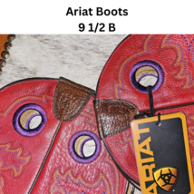 Ariat Ladies Western Cowboy Boots Red Tops Brown Boot Size 9 1/2 B Pre-Loved image 2