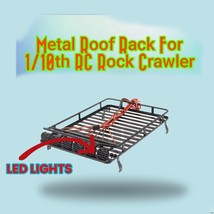 RC Rock Crawler Metal Roof Rack (BLK) W/ 4LED Lights Axial 1:10 SCX10 II 9004 - £27.25 GBP