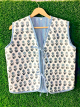 Cotton Quilted Waistcoat Vintage Style Quilted Vest Jackets, V-neck Floral Coat - £22.37 GBP