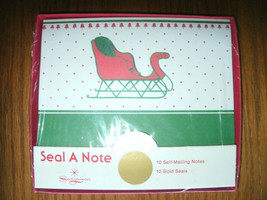 NEW Holiday Seal A Note by Sangamon sleigh design 10 self-mailing notes &amp; seals - £15.59 GBP