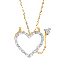 10Kt Yellow Gold &amp; Genuine Diamond Heart Devil Pendant 18&quot; Necklace - $89.00