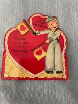 Valentines Day Card Early 1900&#39;s Mechanical Female Sailor Signal Flags Vintage  - £3.72 GBP