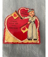 Valentines Day Card Early 1900&#39;s Mechanical Female Sailor Signal Flags V... - £3.72 GBP