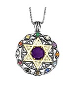 Kabbala Anhänger Amethyst Edelstein Hoshen Kristalle CZ Sterling Silber ... - $7,673.74 MXN