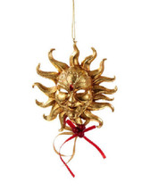 Kurt Adler Italian Style Venetian Red &amp; Gold Glittered Sun Mask Xmas Ornament B - £9.33 GBP