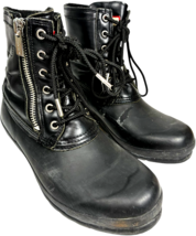 Hunter Boots Kerrera Unisex Lace Up Zip Black Leather Waterproof Boots M... - $950.21 MXN