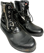 Hunter Boots Kerrera Unisex Lace Up Zip Black Leather Waterproof Boots M... - $69.89 CAD