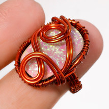 Australian Triplet Opal Ethnic Wire Wrapped Handcrafted Copper Ring 7.25&quot; SA 602 - £3.98 GBP