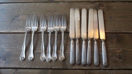 Antique 1910 Leyland by 1881 Rogers Silverplate Forks and Knives - £60.71 GBP