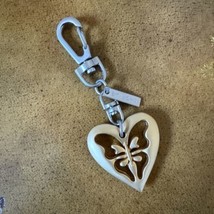 St.John Key Chain Gold And Silver Tone Butterfly Inside The Heart For Purse - £11.93 GBP