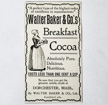 Walter Baker Breakfast Cocoa 1897 Advertisement Victorian Chocolate ADBN1A8 - €17,25 EUR