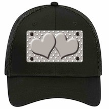 Grey White Polka Dot Center Hearts Novelty Black Mesh License Plate Hat - £23.31 GBP