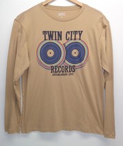 Cremieux Size Xl Twin City Records Tan Chino Long Sleeve T-Shirt New Mens Shirt - £38.03 GBP