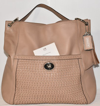 Coach Large Genuine Leather Handbag Purse Beige/Natural Multi Compartments Roomy - £68.27 GBP