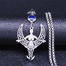 Moon Goddess Necklace Stainless Steel Aine Ishtar Rhiannon Wicca Pagan Pendant - £13.58 GBP