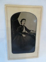PHOTO Tin Type TINTYPE Photograph Distinguished Lady with book Cabinet Photo - £118.03 GBP