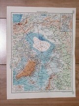 1938 Original Vintage Map Of North Pole Arctic Polar Greenland Alaska Russia - $28.85