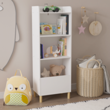Kids 4-Tier Bookcase, Children&#39;s Book Display, Bookshelf Toy Storage - White - £70.42 GBP