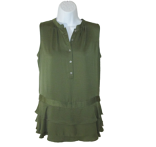 Banana Republic Babydoll Blouse Sleeveless Olive Green Tiered Womens Siz... - $9.90