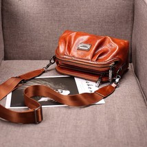 New 2022 Hobos Folds Women Shoulder Bags Retro Oil Wax Leather Crossbody Bag Fas - £38.96 GBP