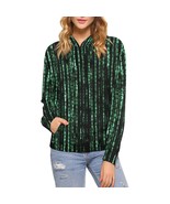 Women&#39;s Matrix Computer Coding Geek Nerd All Over Print Hoodie (USA Size) - $52.97 CAD