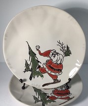 2 Salad / Dessert Plates Eli &amp; Ana Handmade Whimsy Santa 8 1/2&quot; New - $21.73
