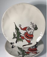 2 Salad / Dessert Plates Eli &amp; Ana Handmade Whimsy Santa 8 1/2&quot; New - $29.72 CAD