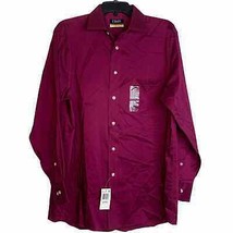 Chaps Dress Shirt Size Large 16-32/33 Wine Comfort Stretch Regular Fit Mens - £15.57 GBP