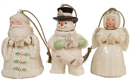 Lenox Holiday Cheer 3 Piece Ornament Set Snowman-Santa-Angel Individually Boxed - £30.51 GBP