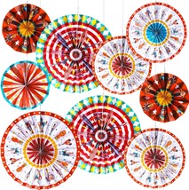 9 Pcs Carnival Hanging Paper Fans Decorations Circus Animals Paper Fans ... - £19.40 GBP