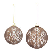 Bronze Glass Ball Ornament with Brushed Snowflake Design (Set of 4) - $1,045.73 MXN