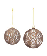 Bronze Glass Ball Ornament with Brushed Snowflake Design (Set of 4) - $1,039.14 MXN