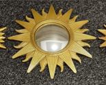 Gold Sunburst Convex Wall Mirror Mid-Century Style Sun Star Set ~ Vintag... - £231.16 GBP